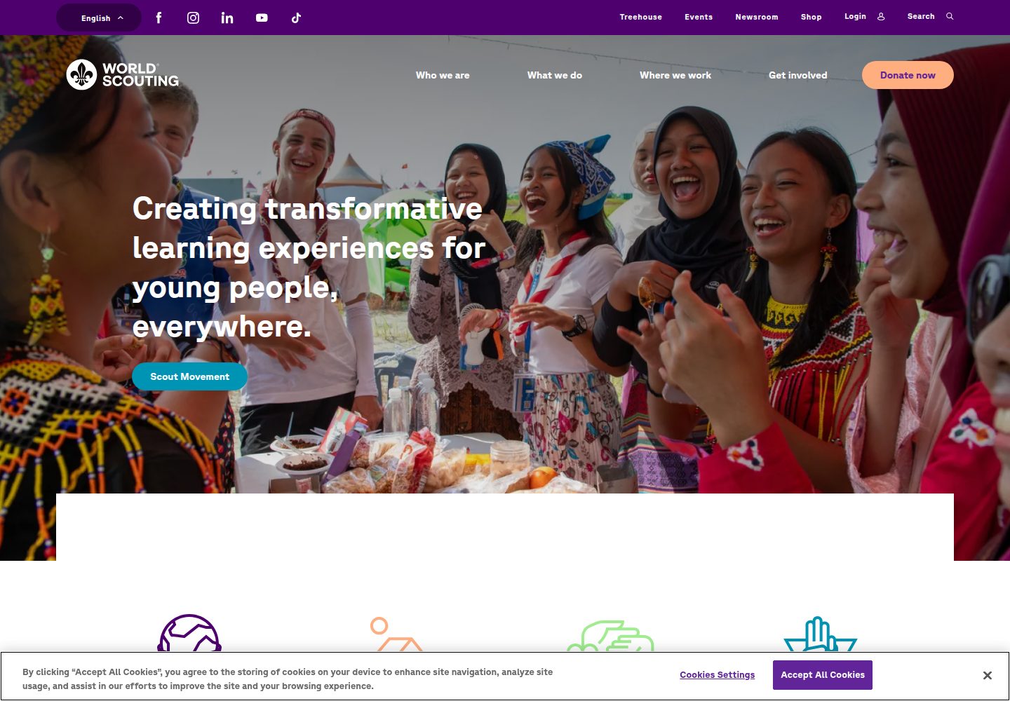 World Organization of the Scout Movement website screenshot