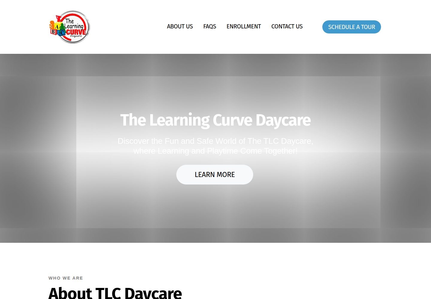 The Learning Curve Daycare website screenshot