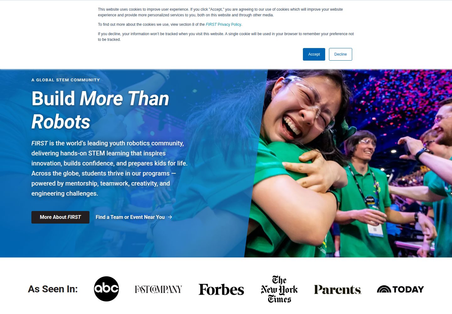 FIRST Robotics website screenshot