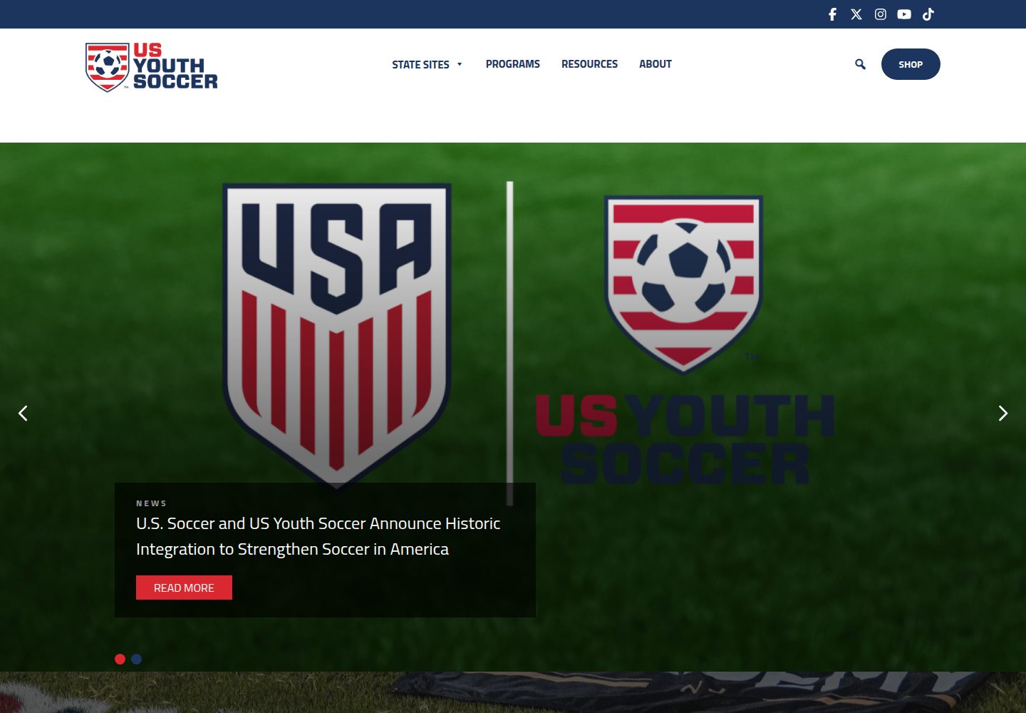US Youth Soccer website screenshot