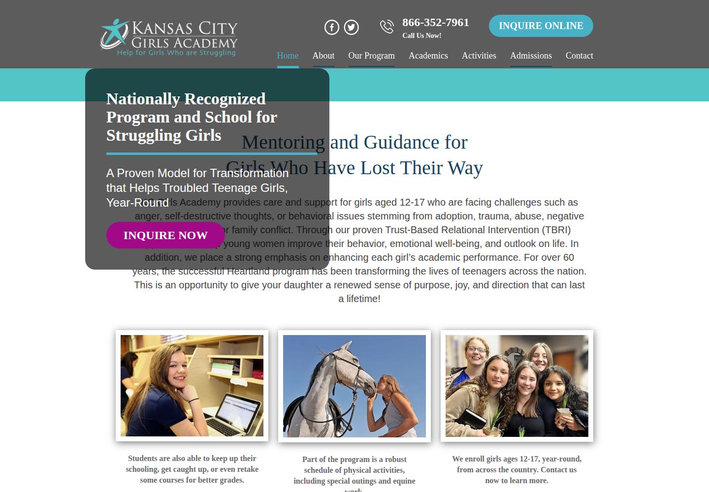 Boarding School for Troubled Girls website screenshot