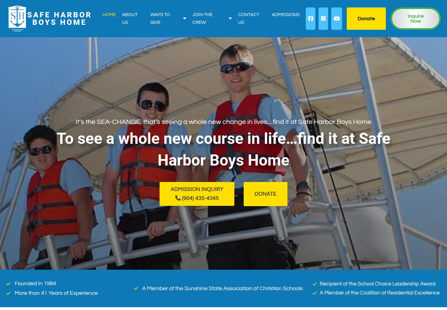 Safe Harbor Academy - For At-Risk Boys website screenshot