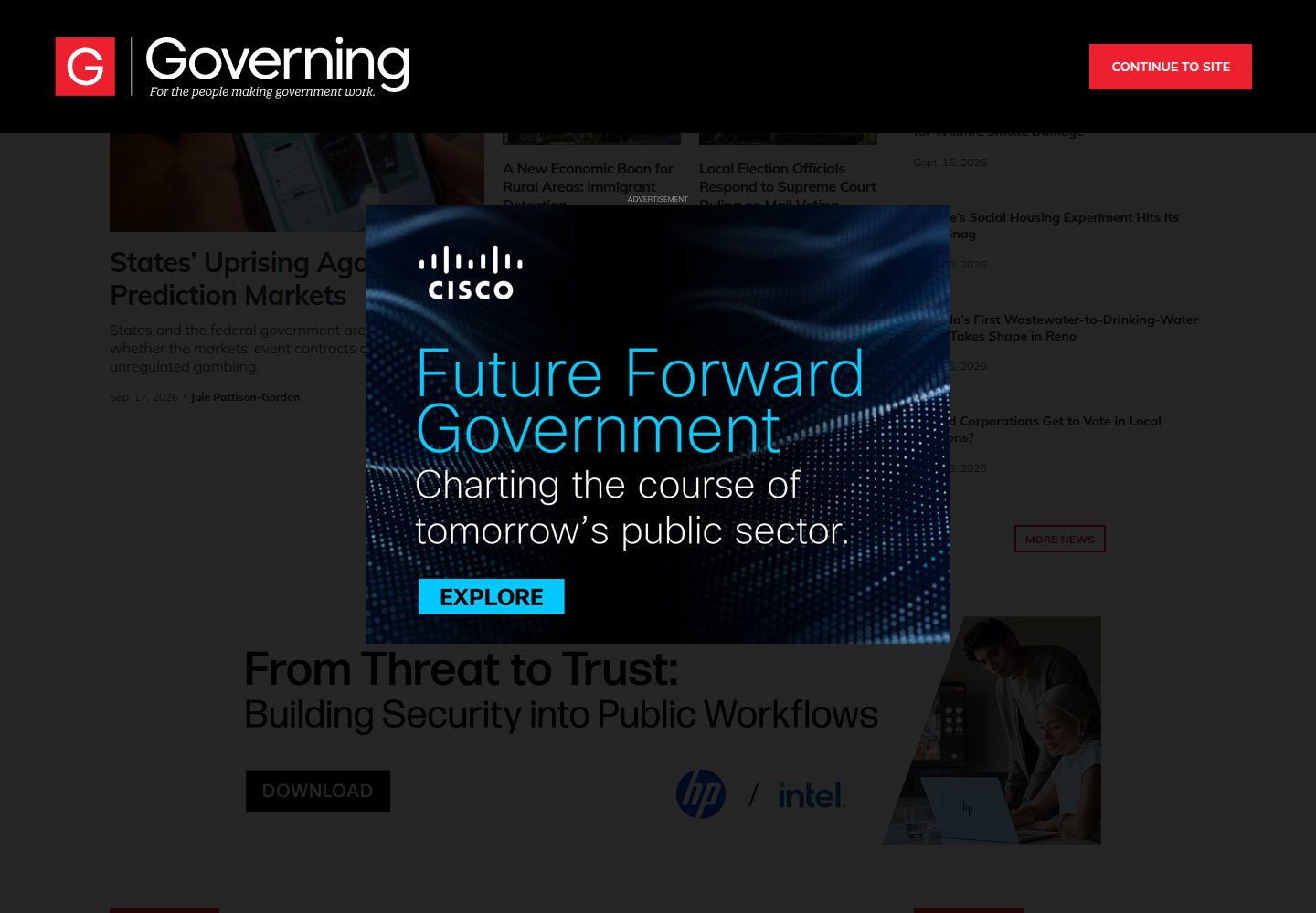 Governing website screenshot