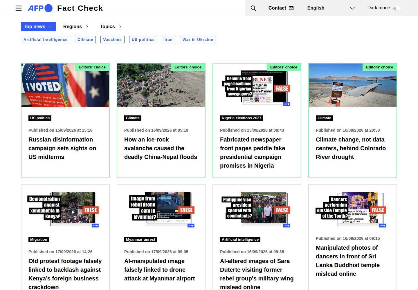 AFP Fact Check website screenshot