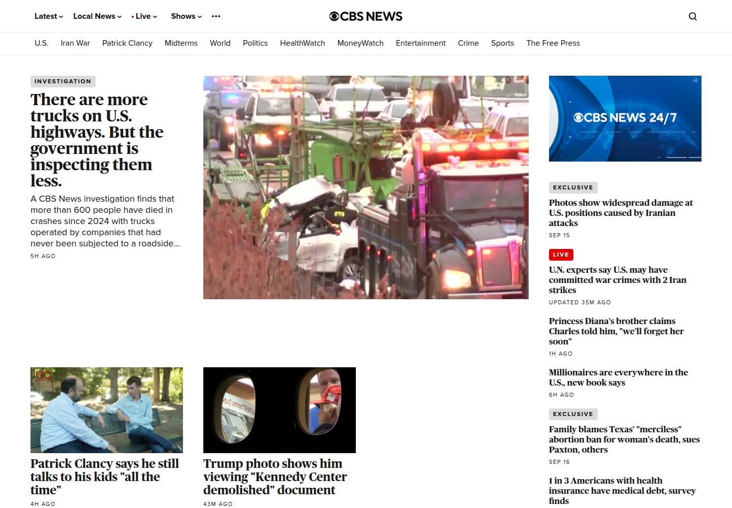 CBS News website screenshot