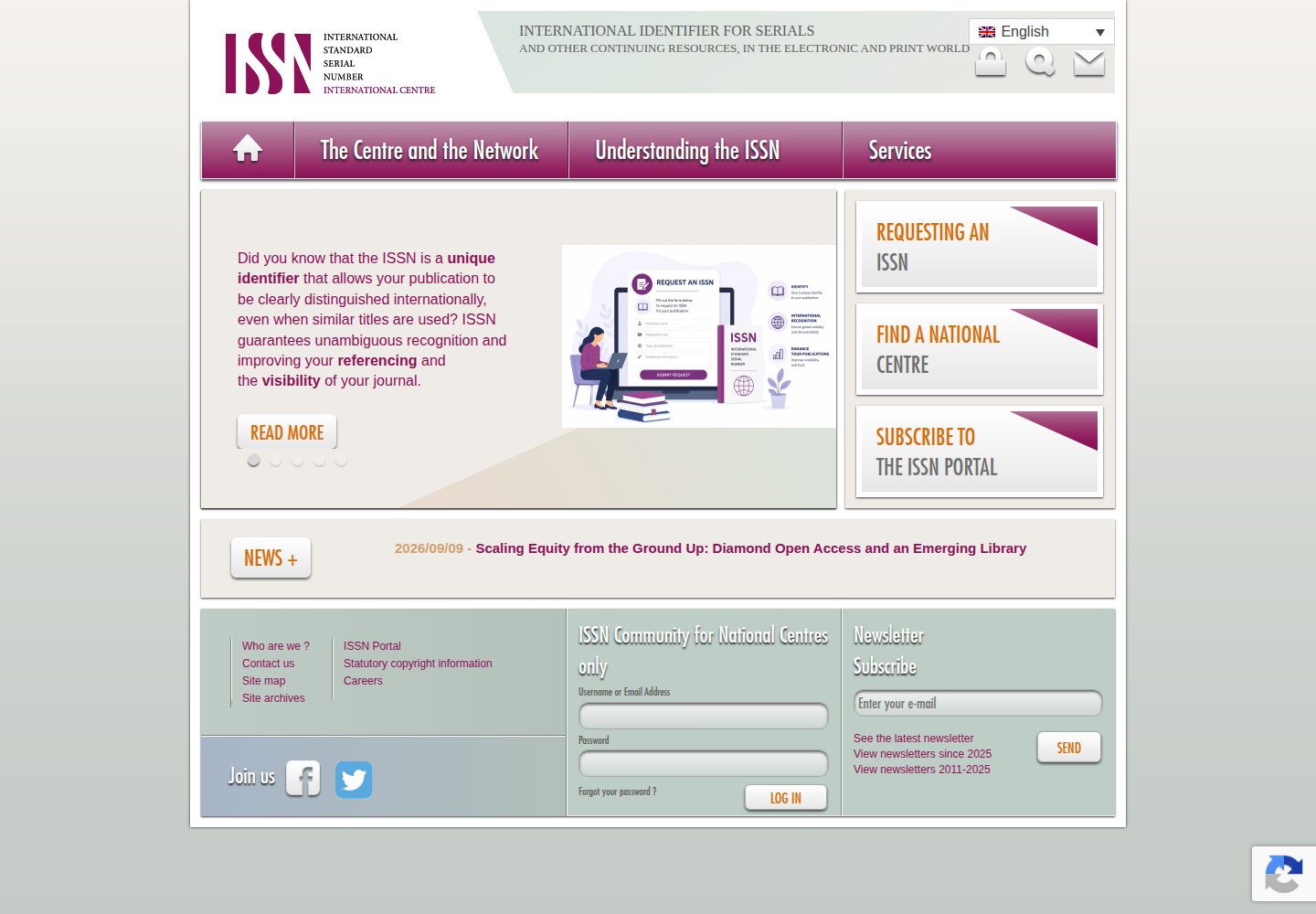 ISSN website screenshot