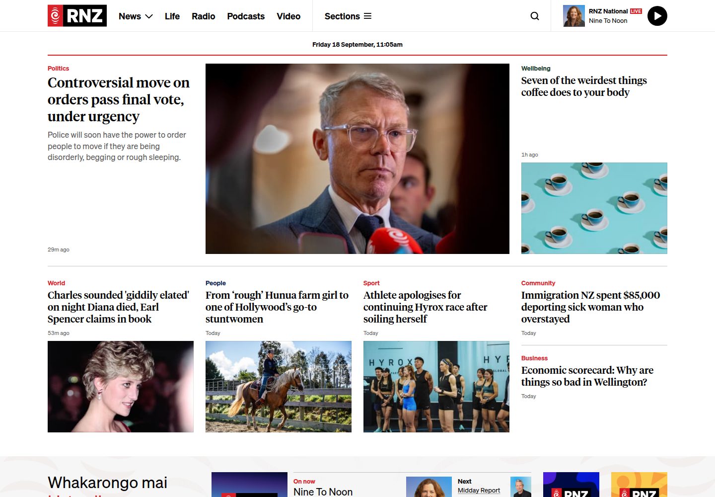 Radio New Zealand website screenshot