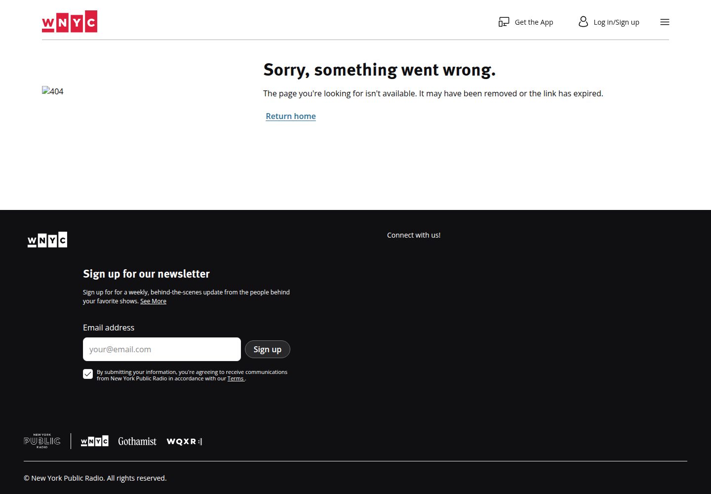 WNYC website screenshot