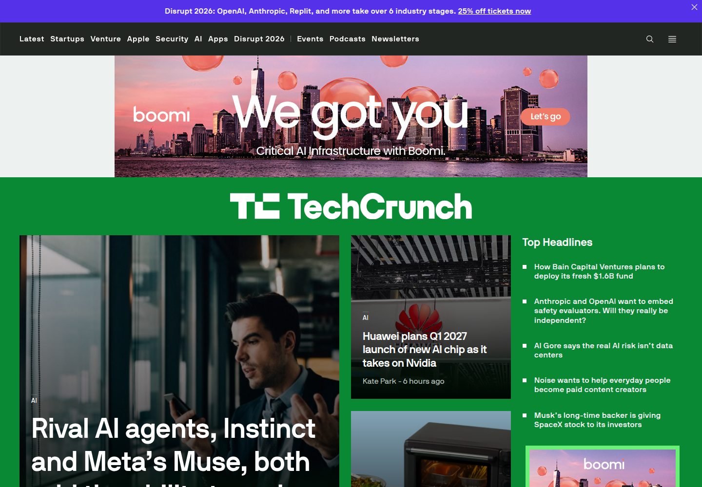 TechCrunch website screenshot