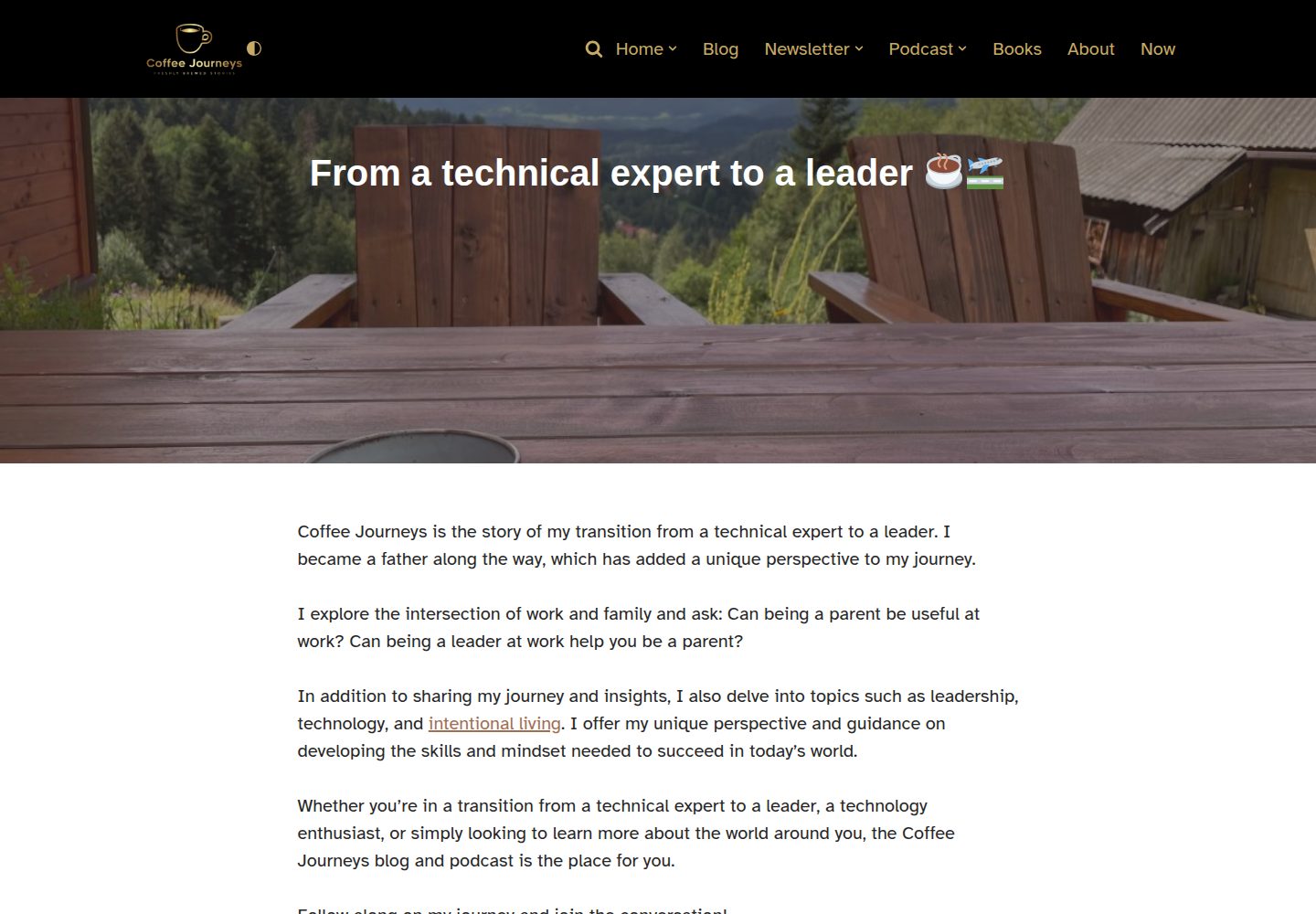 Community of tech leaders, intentional lifestyle website screenshot