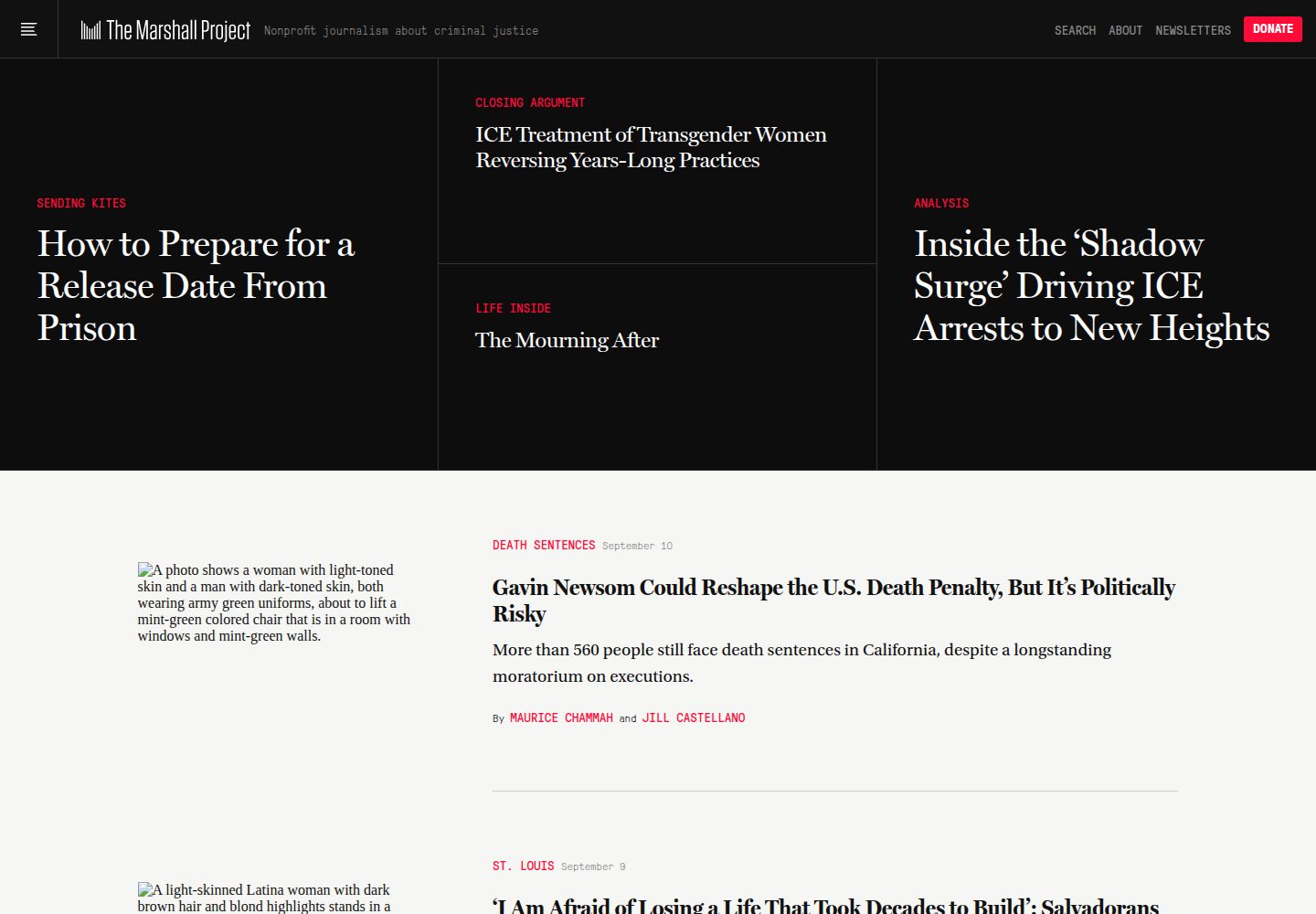 The Marshall Project website screenshot
