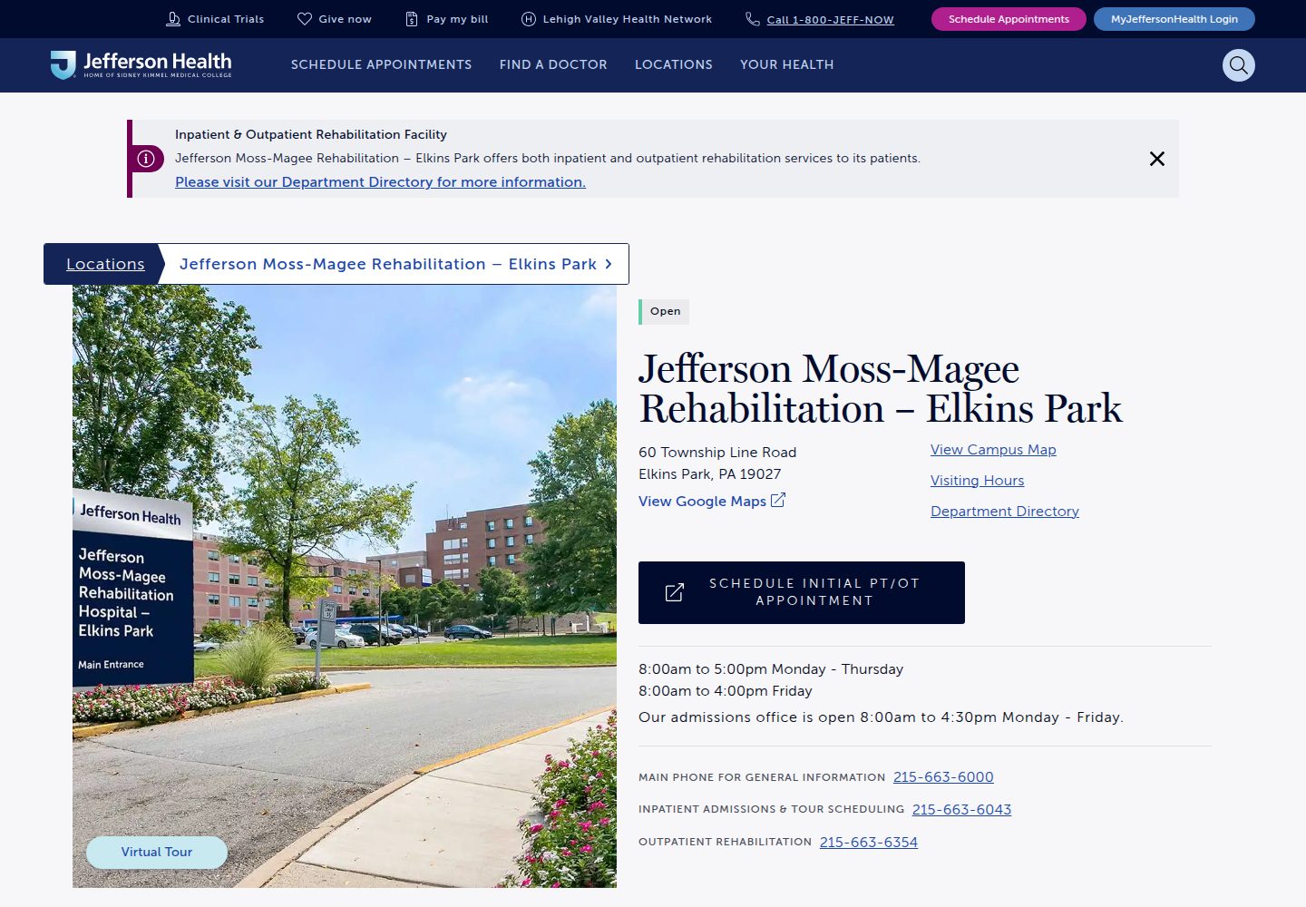 The Moss Rehab  website screenshot