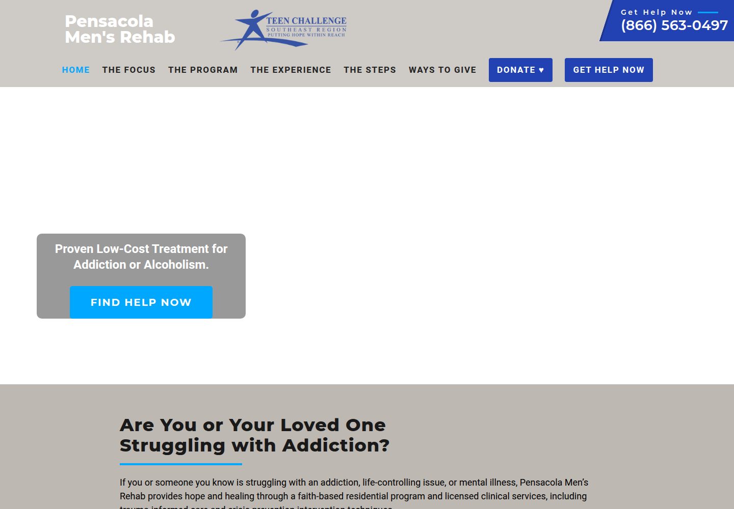 Pensacola Men's Center - Rehab for Men website screenshot