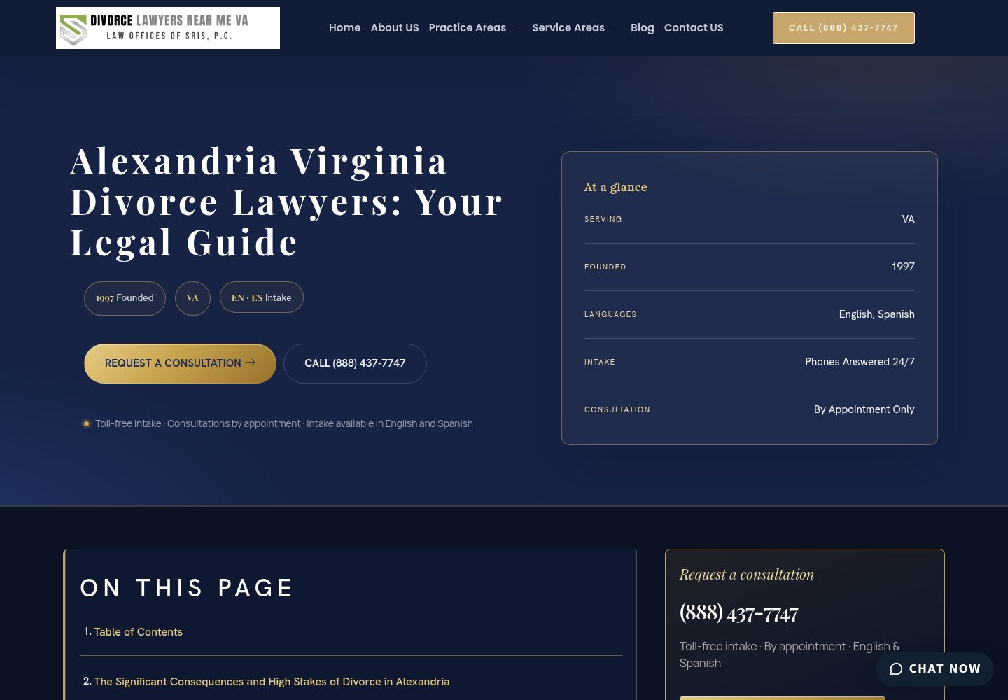 Alexandria Virginia divorce lawyers website screenshot