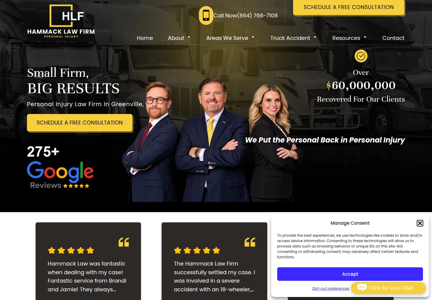 Hammack Law Firm website screenshot