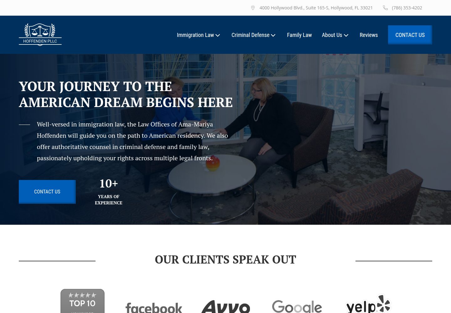 The Law Offices of Ama Mariya Hoffenden website screenshot