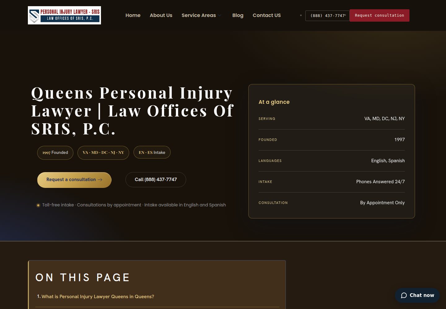 Queens Personal Injury Lawyer website screenshot