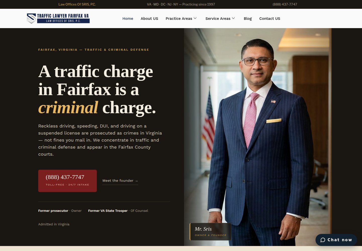 Traffic Lawyer Fairfax VA website screenshot