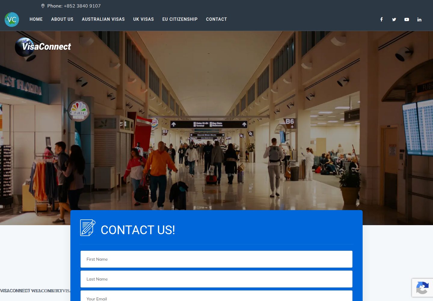 VisaConnect Immigration website screenshot