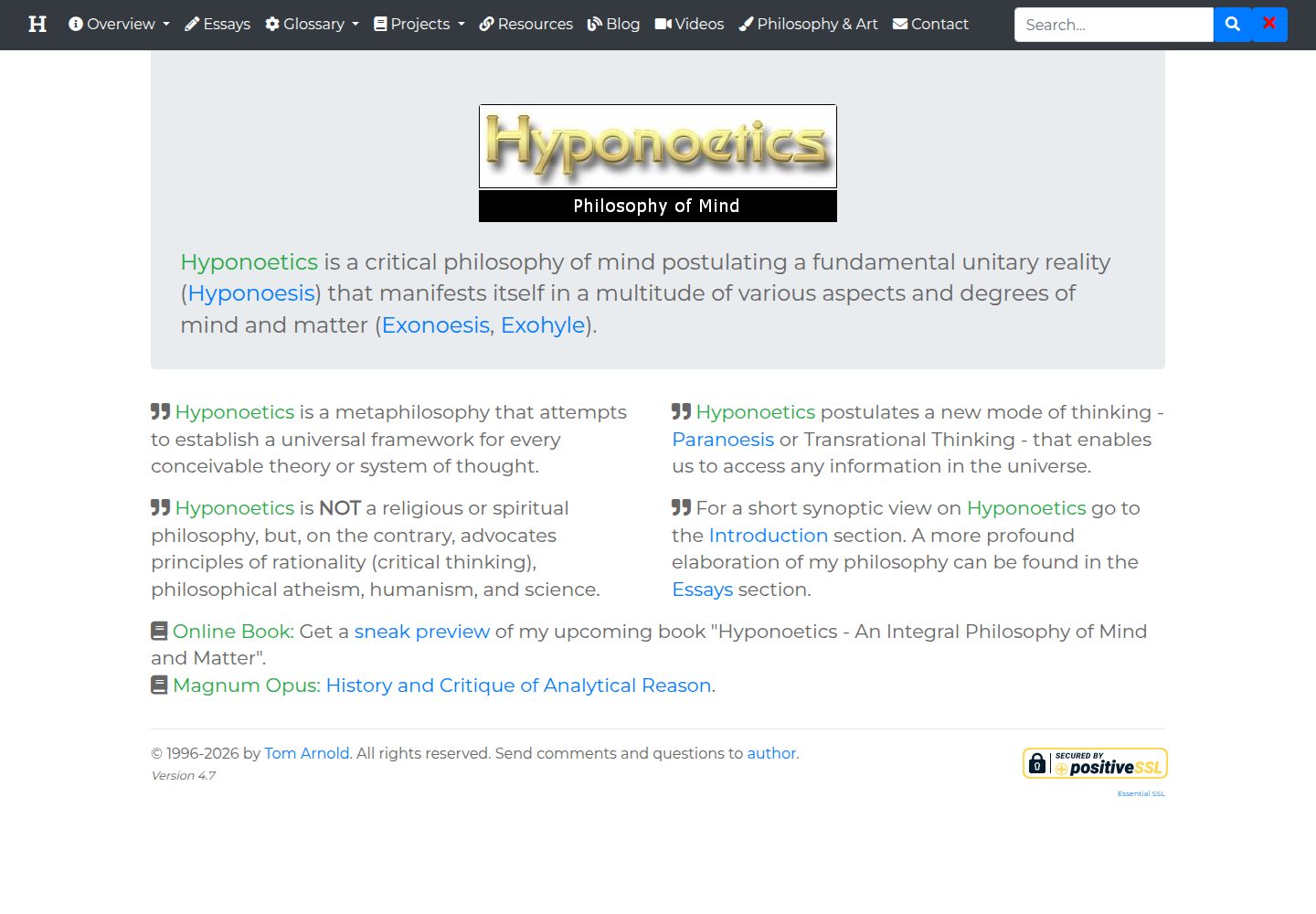 Hyponoesis website screenshot