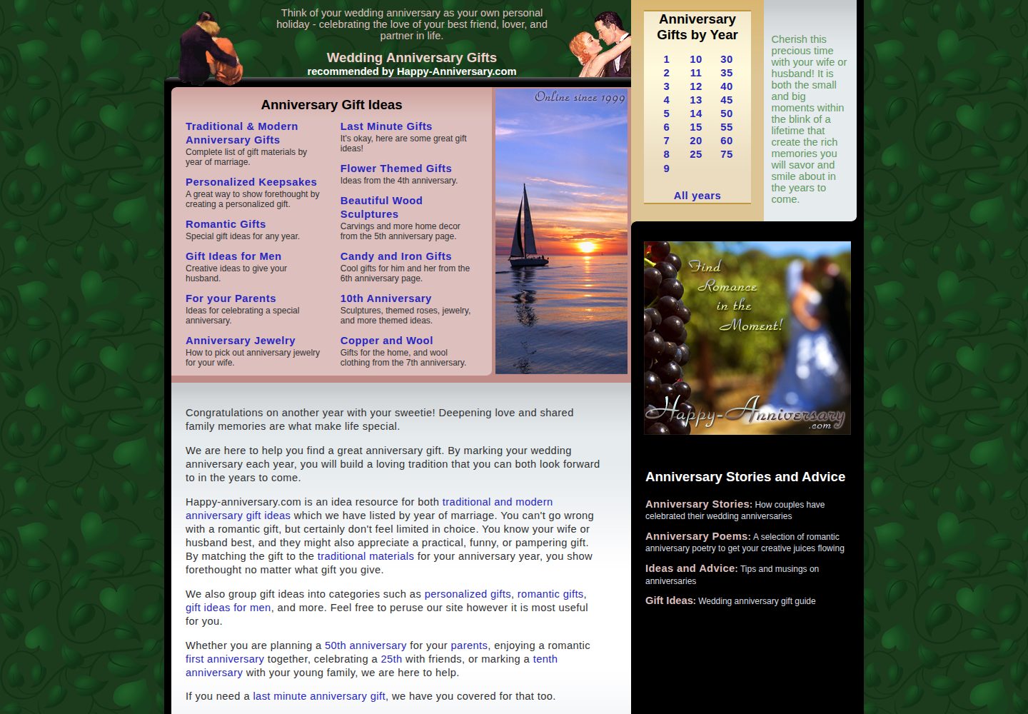 Happy Anniversary website screenshot