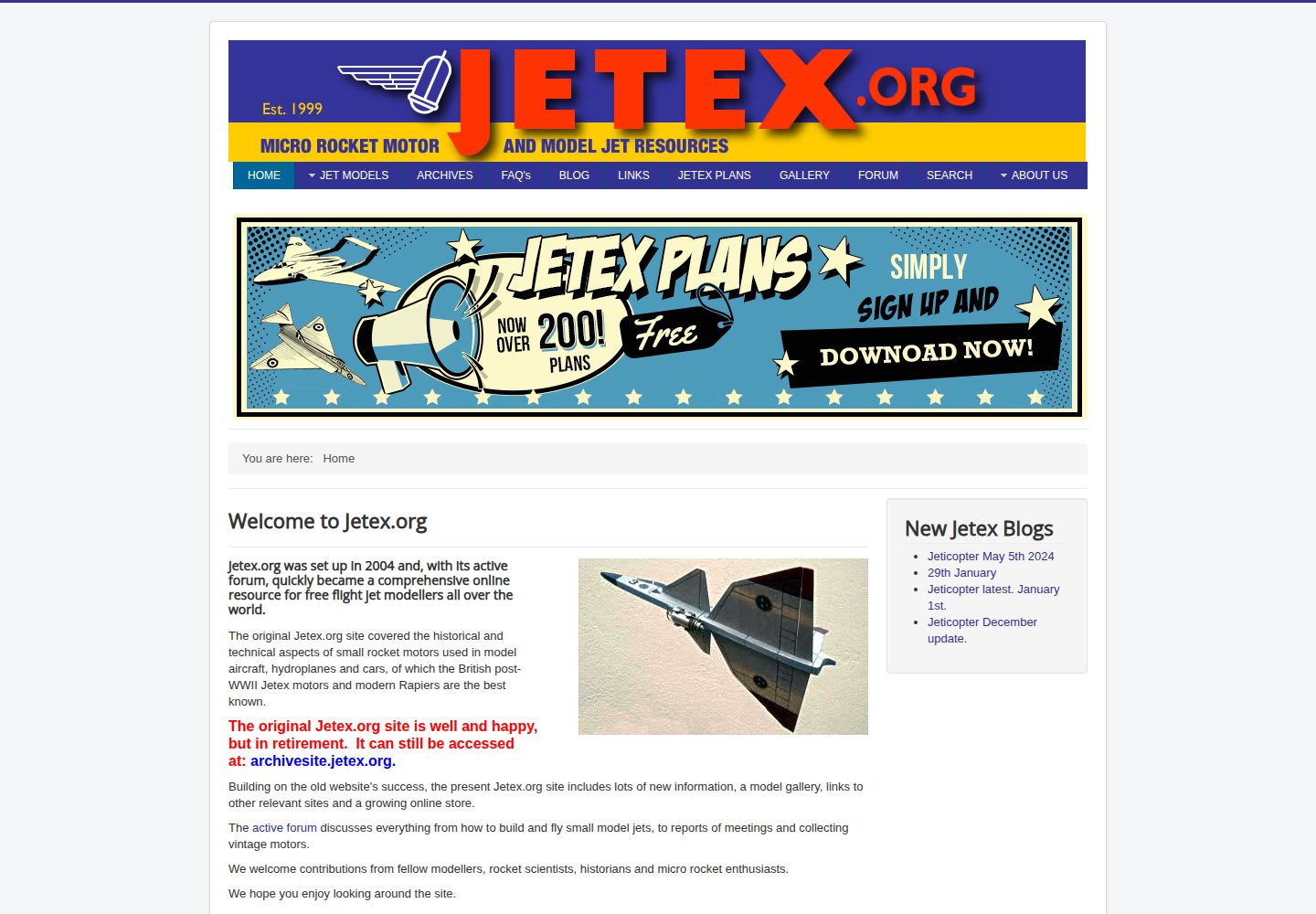 Jetex website screenshot