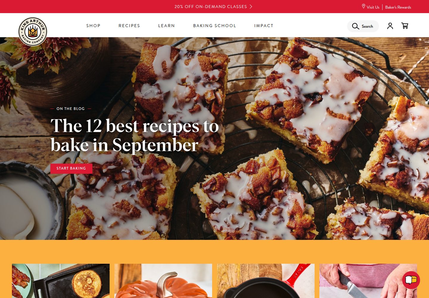 King Arthur Baking website screenshot
