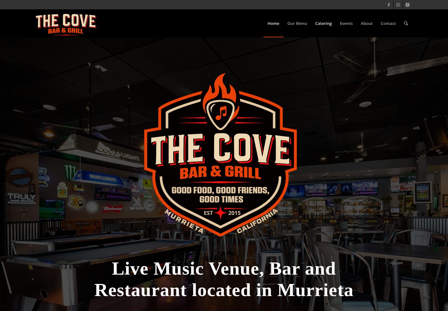 The Cove Bar and Grill website screenshot