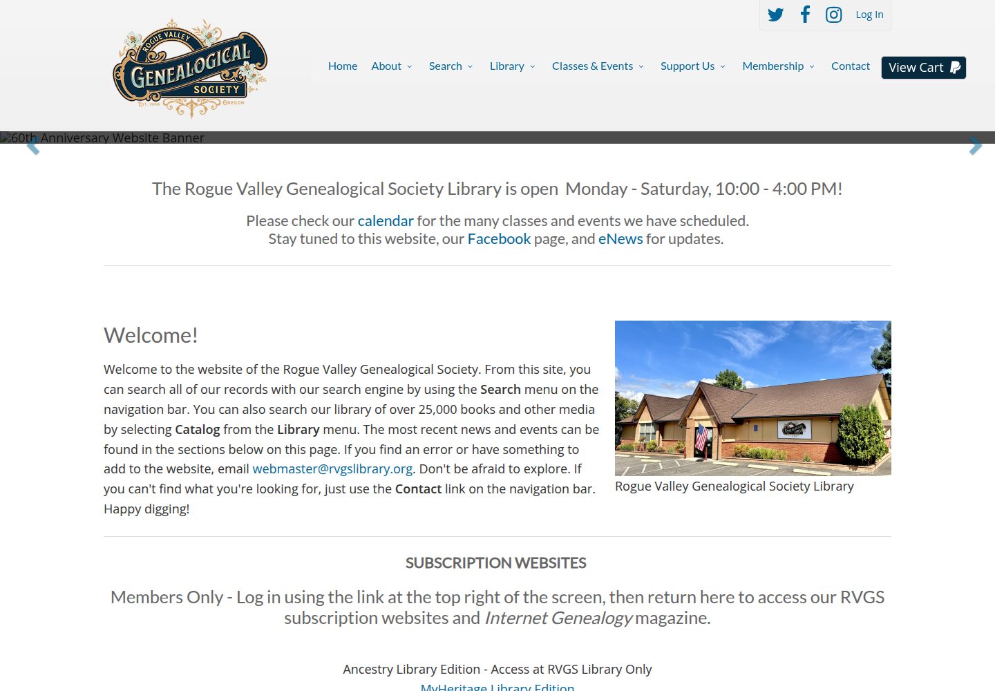 The RVGS library website screenshot