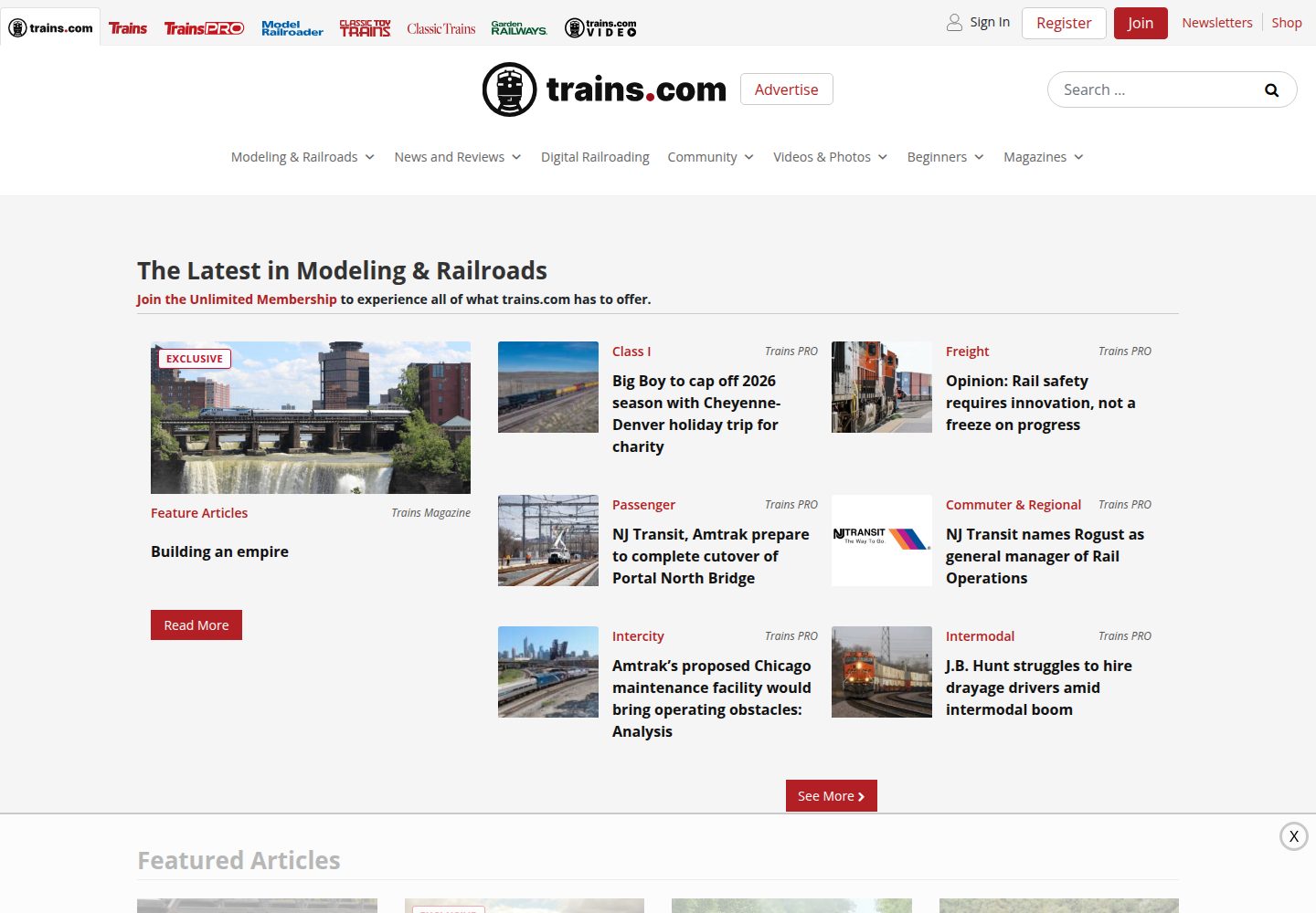 Trains.com website screenshot