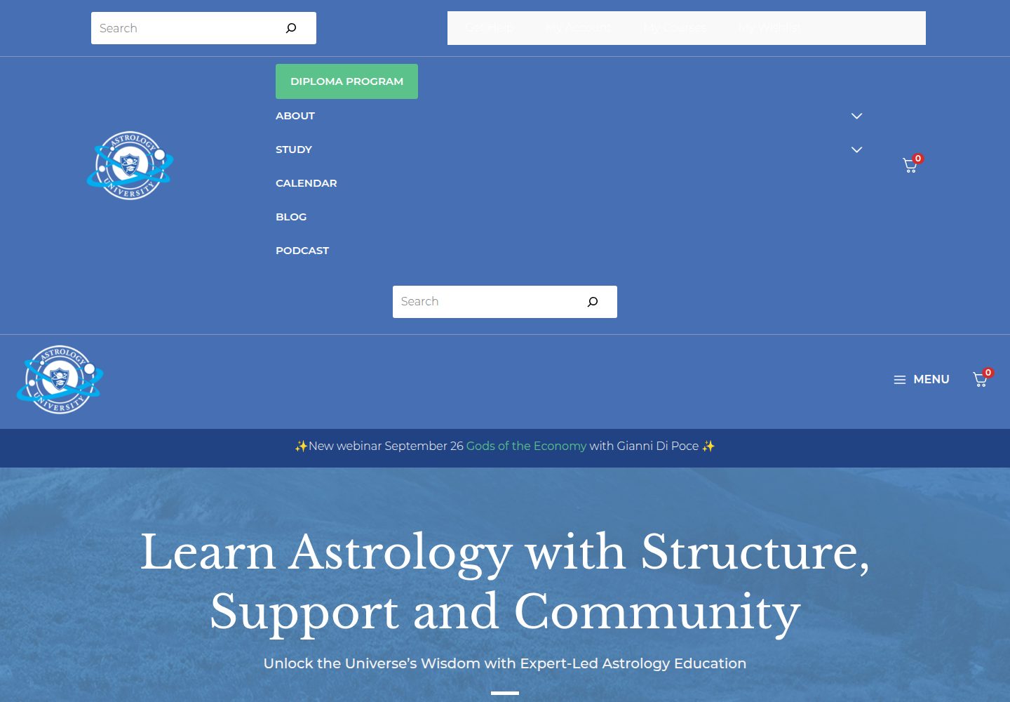 Astrology University website screenshot
