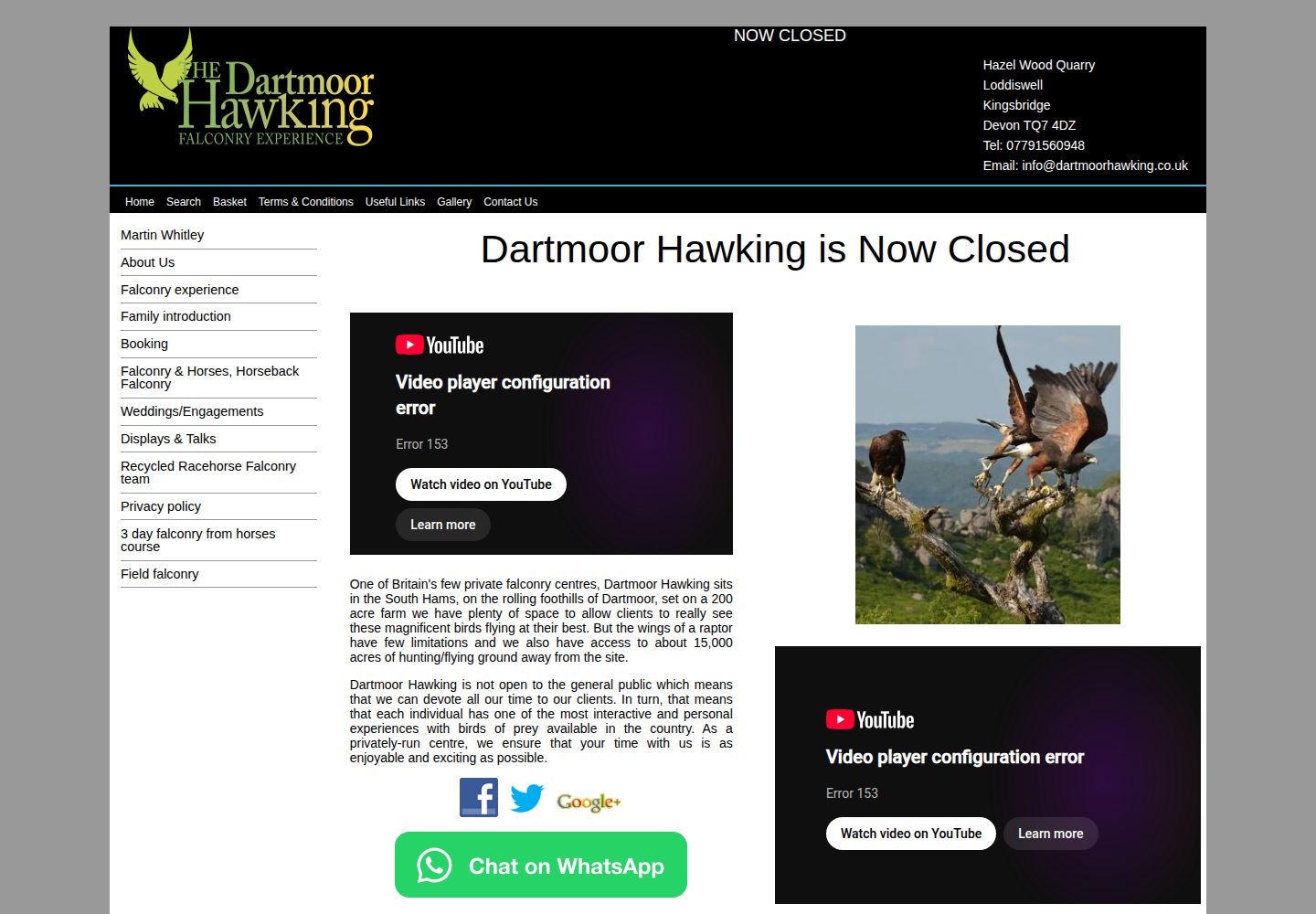 Dartmoor Hawking website screenshot