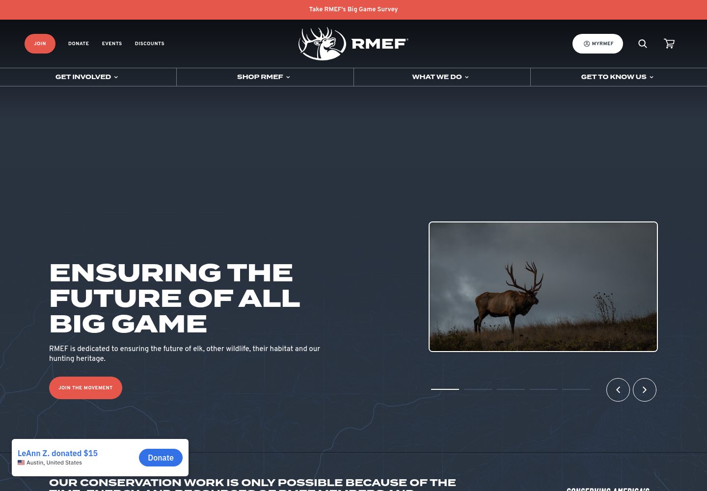 Rocky Mountain Elk Foundation website screenshot