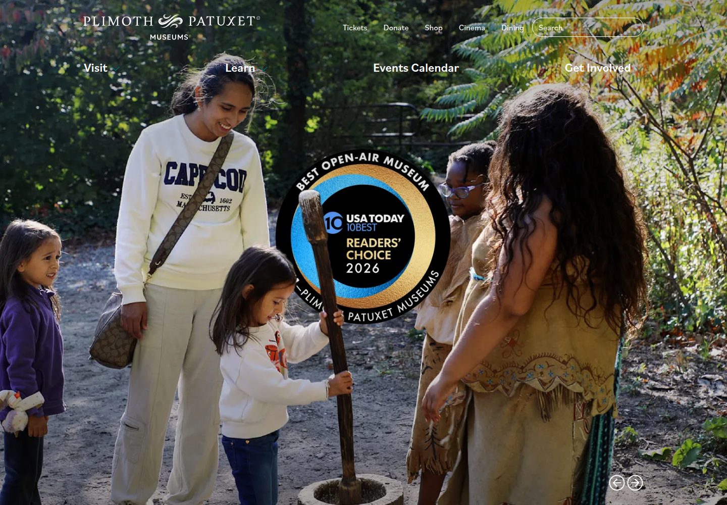Plimoth Patuxet Museums website screenshot