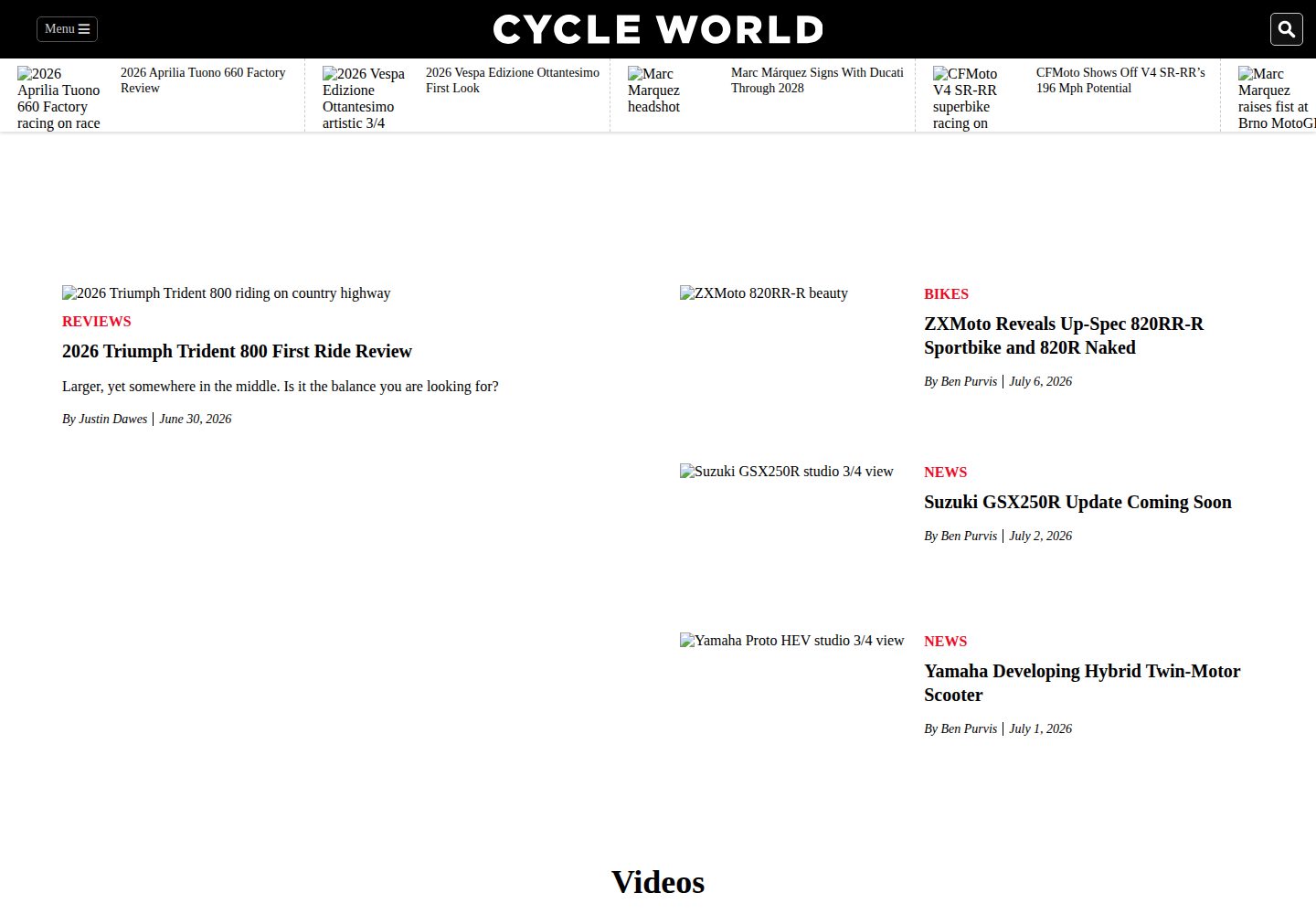 Cycle World website screenshot