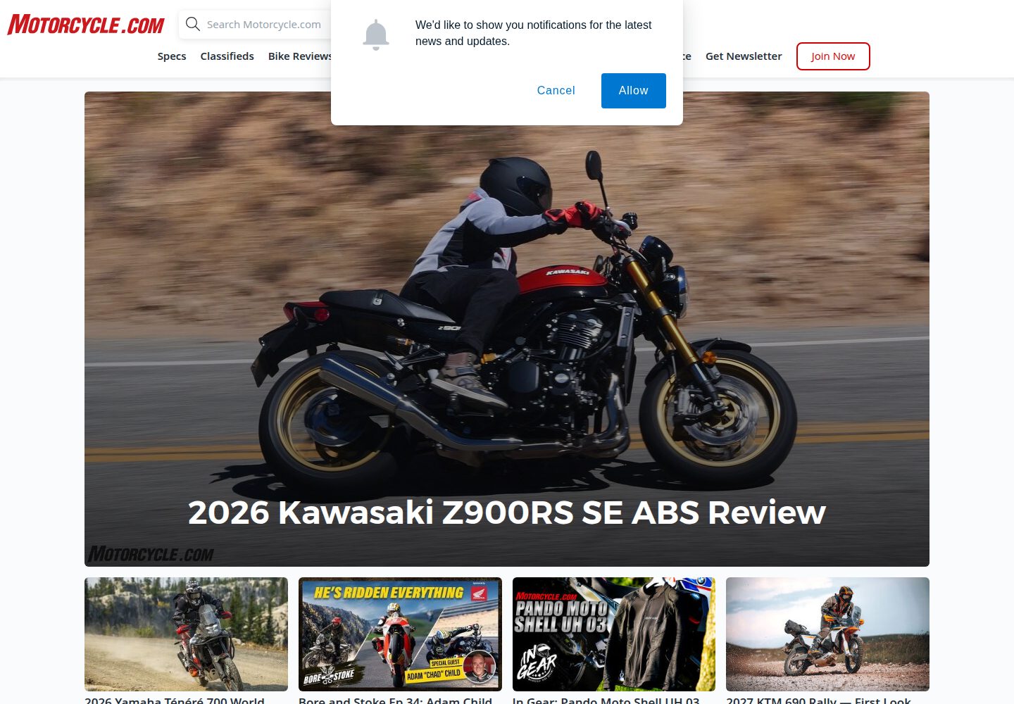 Motorcycle.com website screenshot