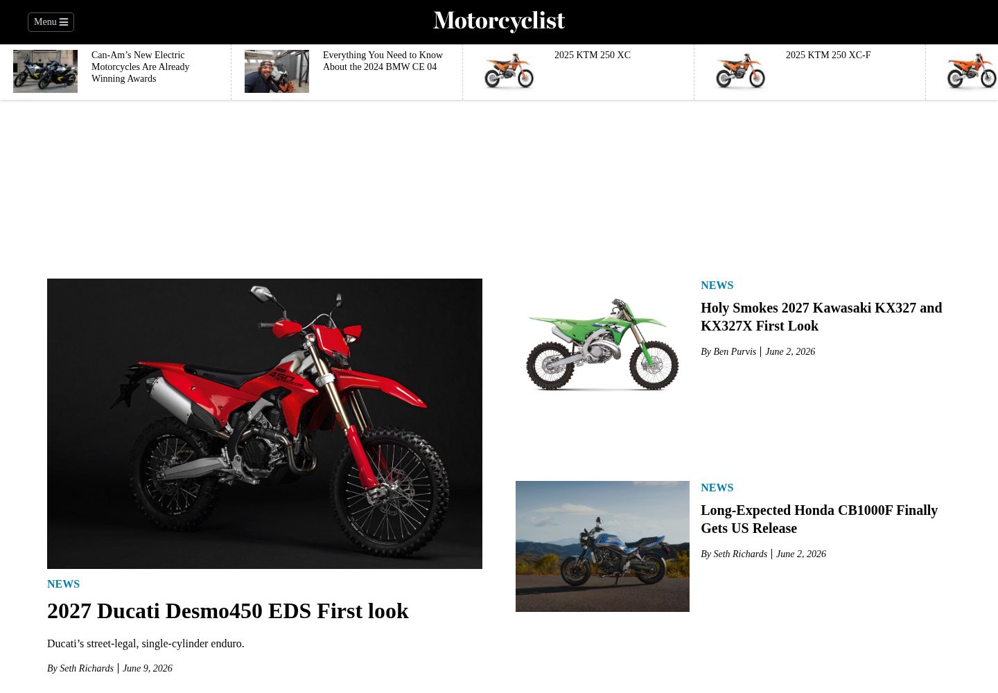 Motorcyclist website screenshot