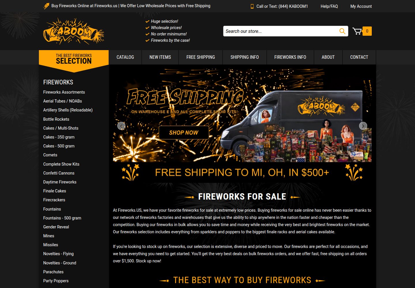 Fireworks For sale website screenshot