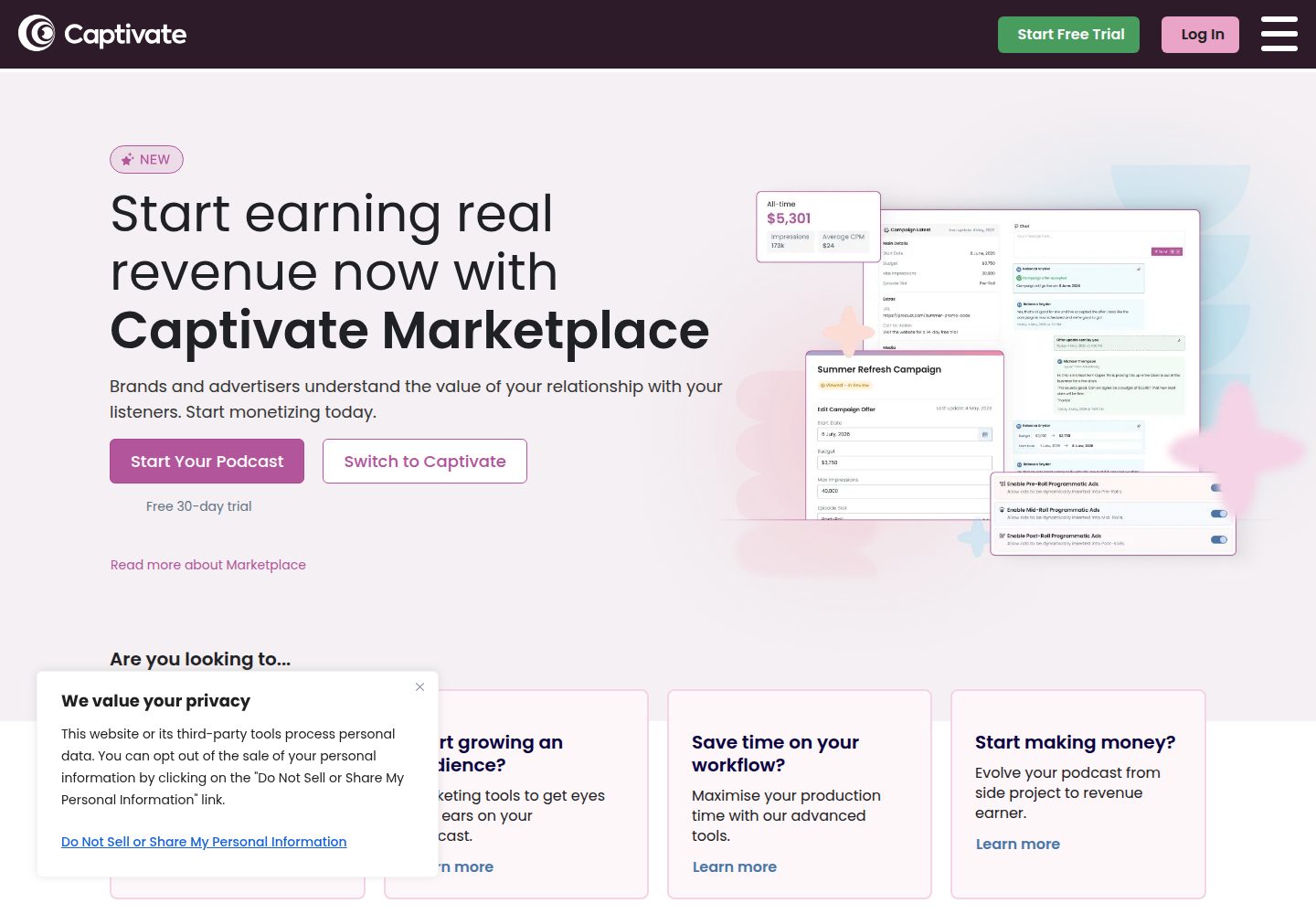 Captivate website screenshot