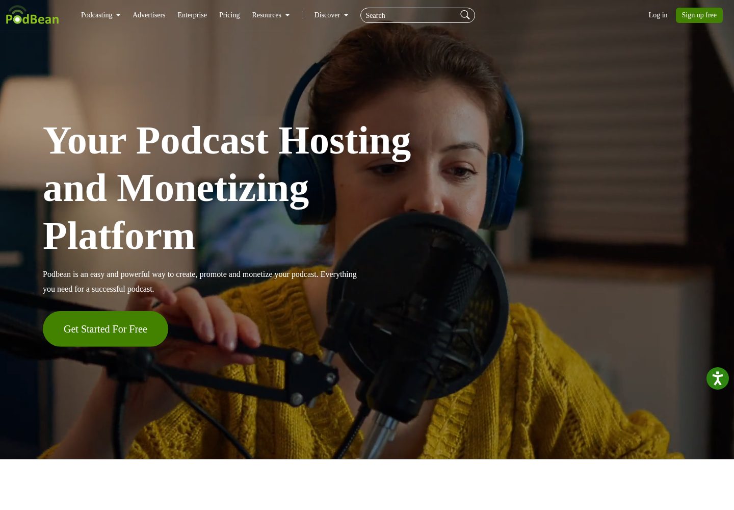Podbean website screenshot
