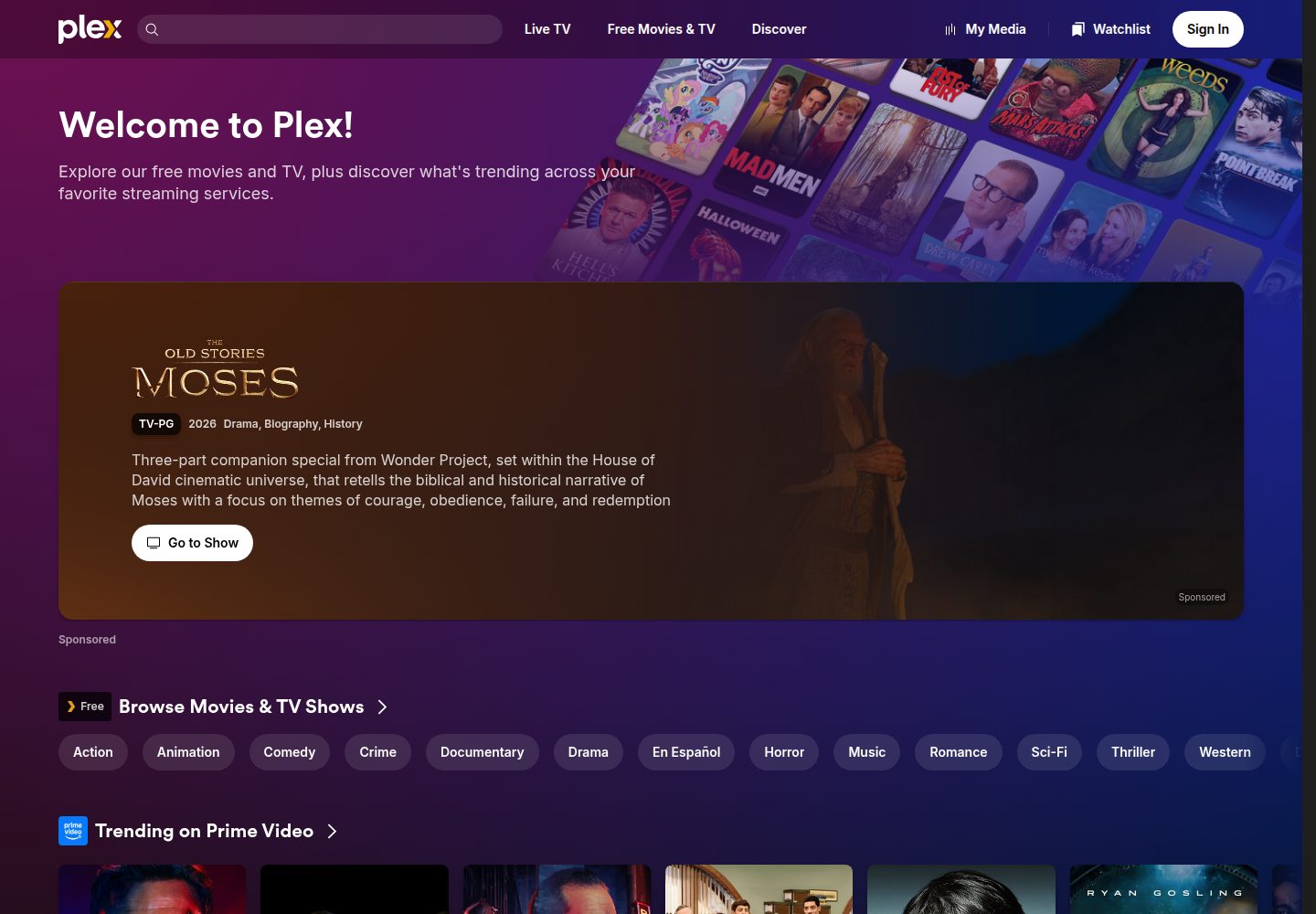 Plex website screenshot