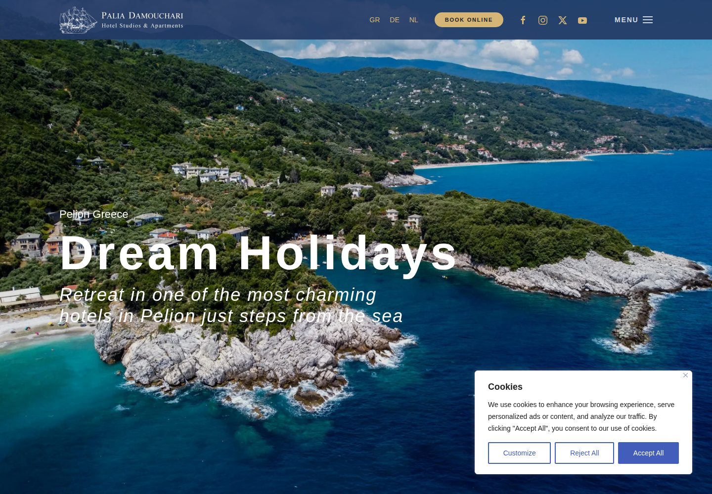 Damouchari Apartments - Pelion Greece Hotels website screenshot