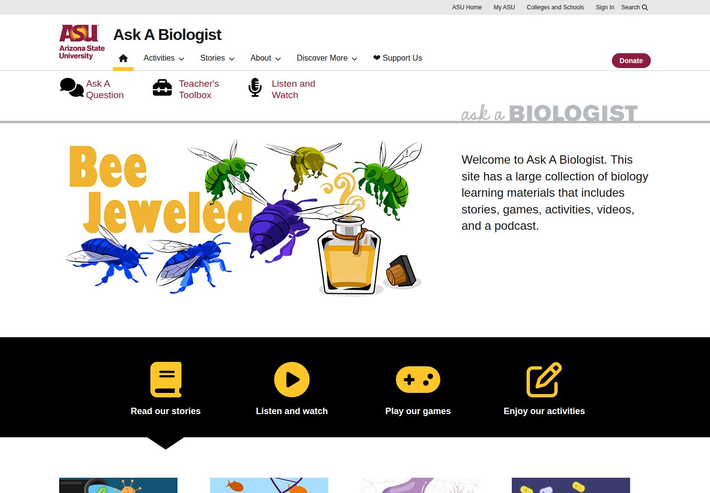 Ask a Biologist website screenshot