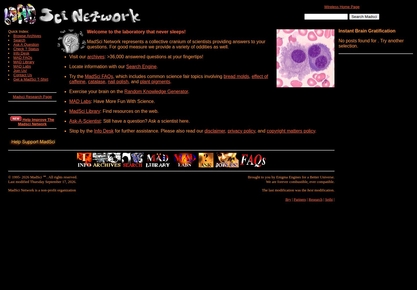MadSci Network website screenshot
