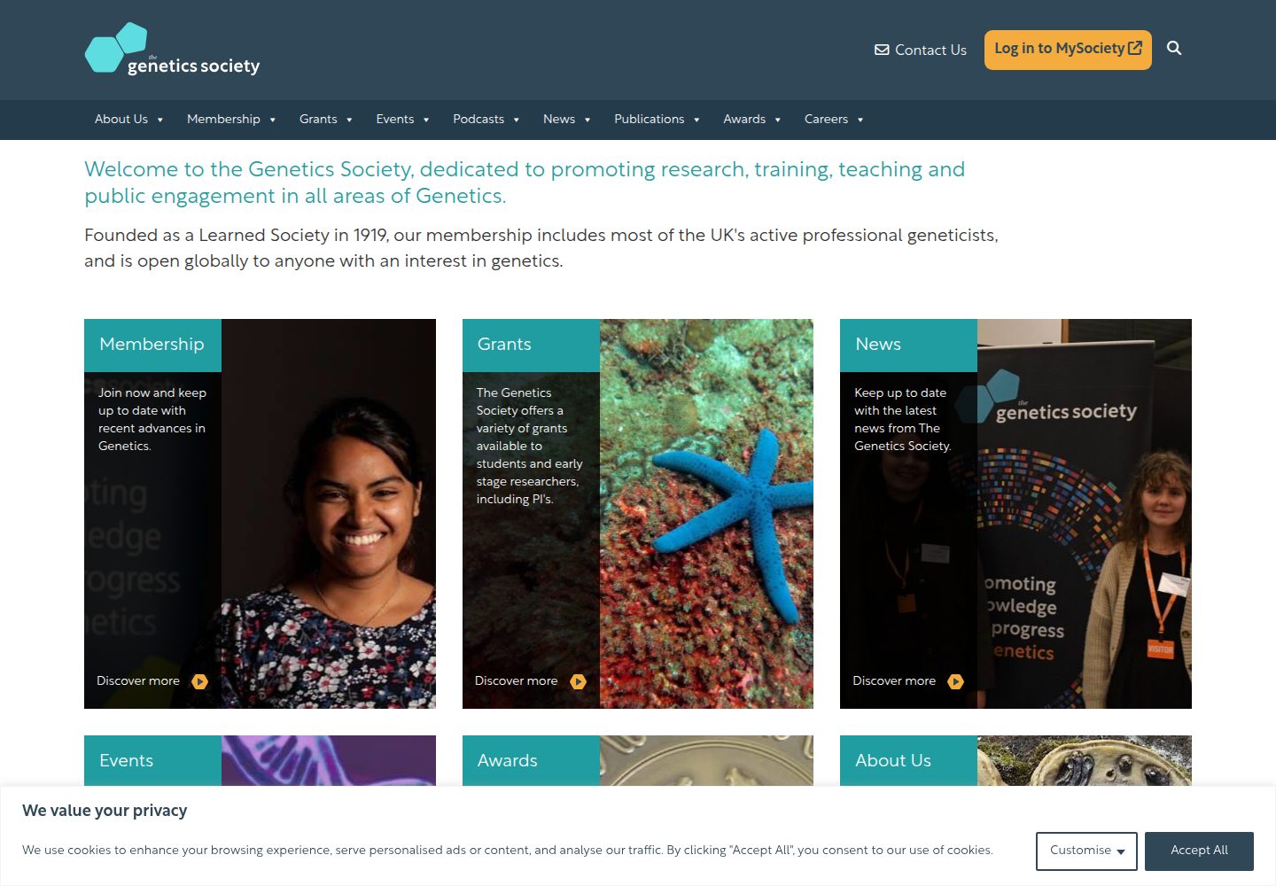 The Genetics Society website screenshot