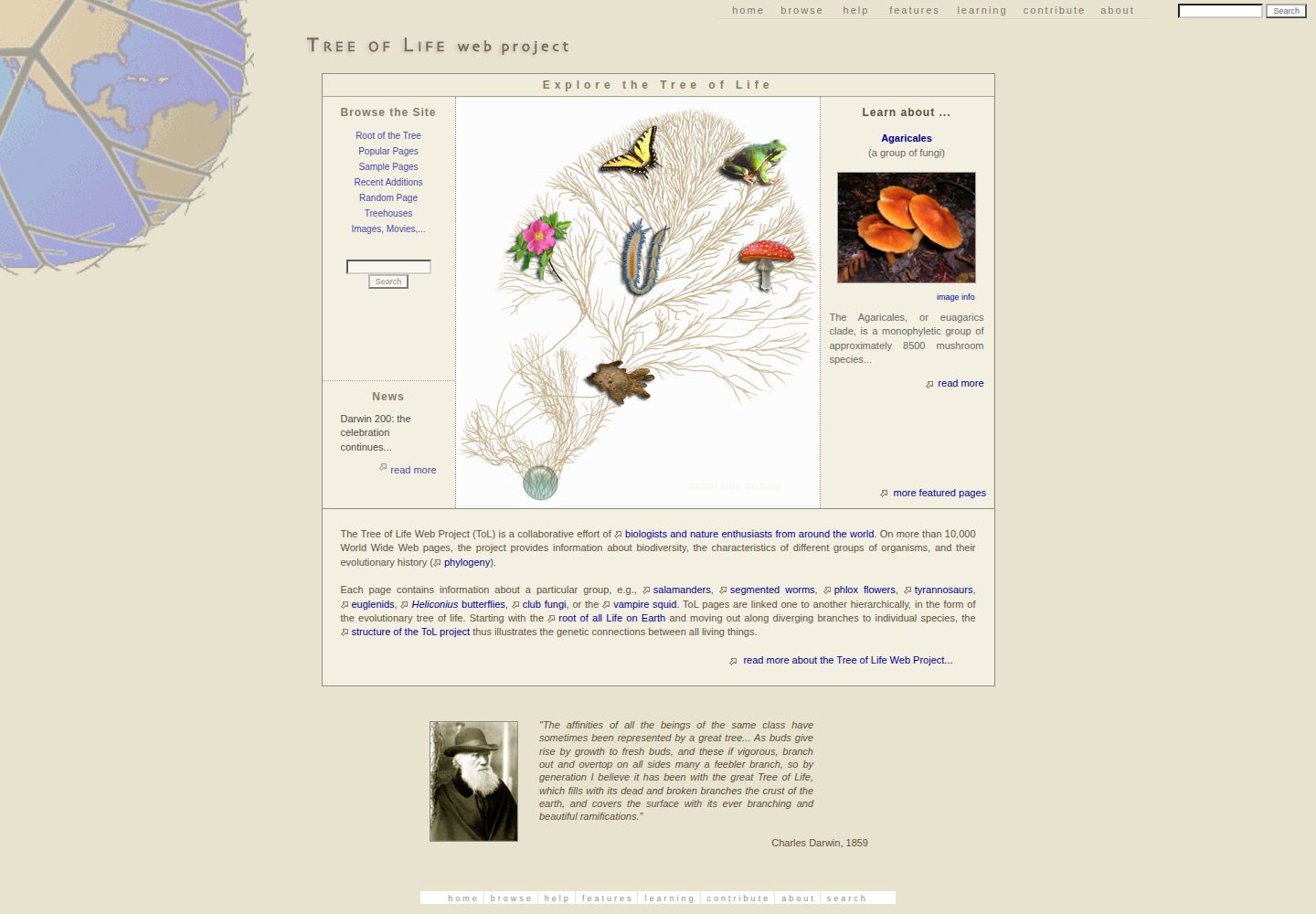 Tree of Life Web Project website screenshot