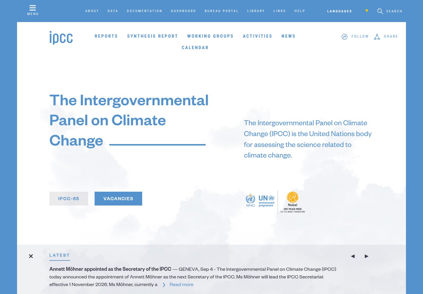 IPCC website screenshot