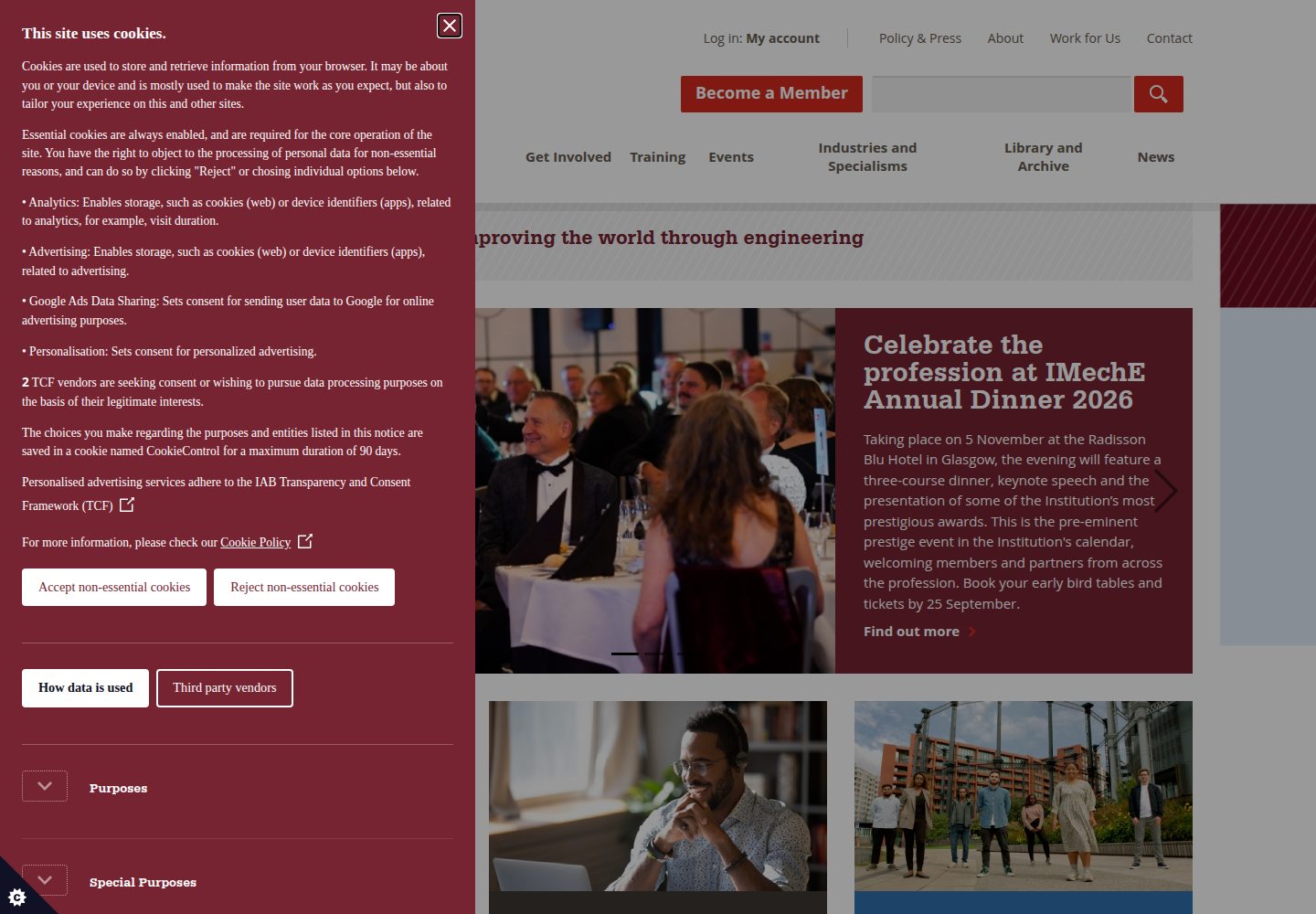 Institution of Mechanical Engineers website screenshot