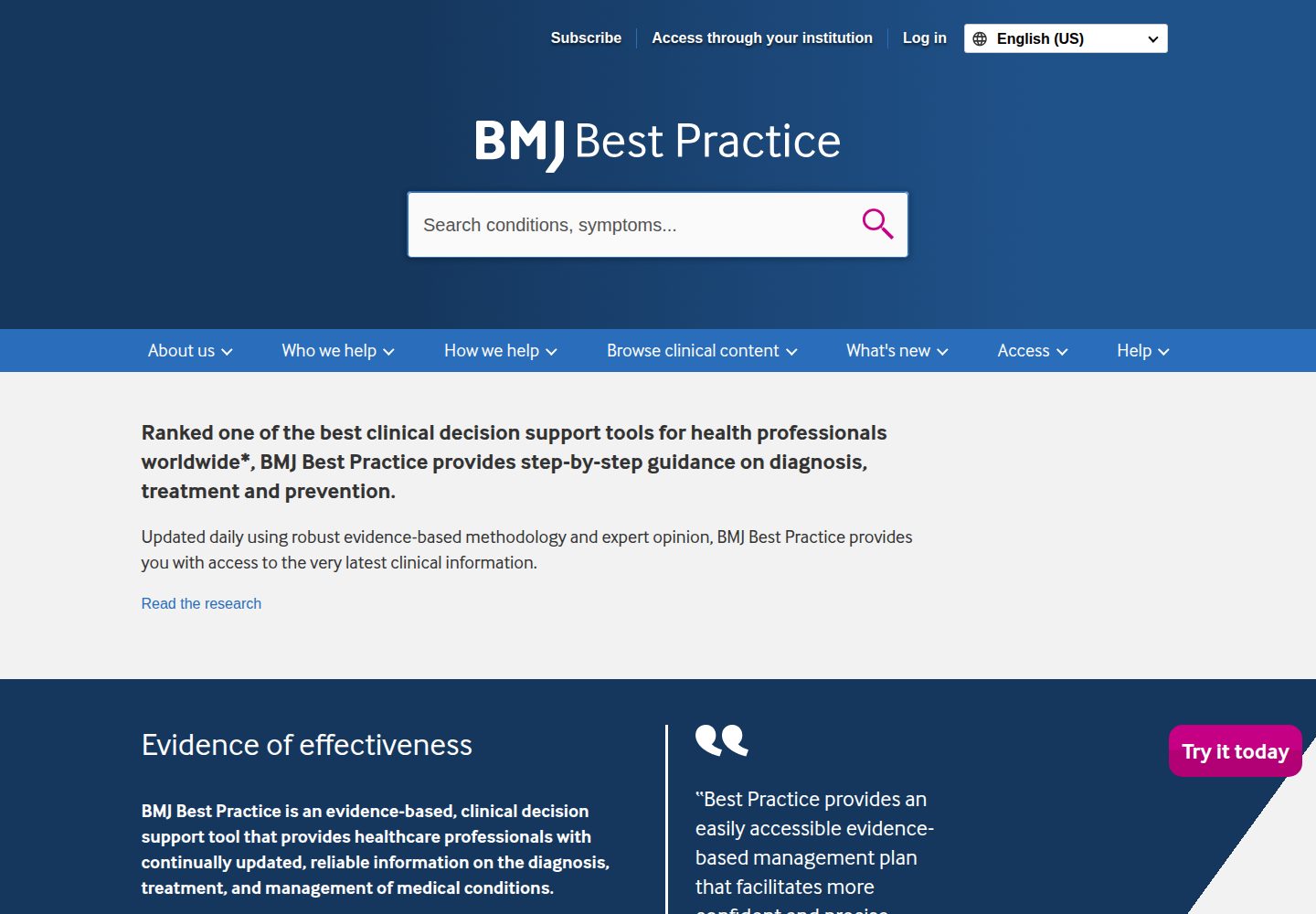 BMJ Best Practice website screenshot