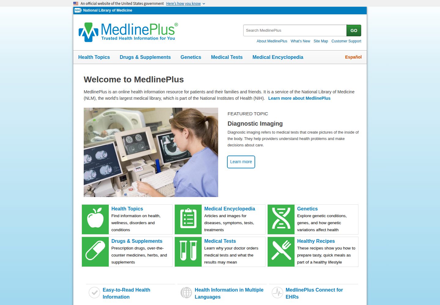 MedlinePlus website screenshot